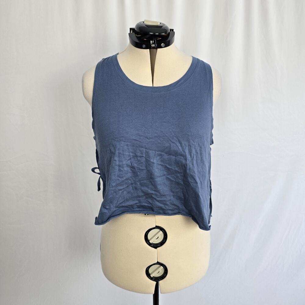Dreamsicle Side Tie Cropped Tank Top Women's L Blue Round Neckline NWT